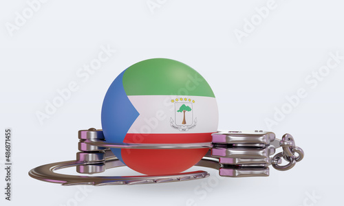 3d handcuff Equatorial Guinea flag rendering front view