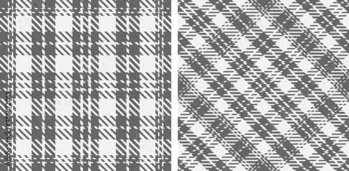 Set seamless black and white plaid pattern background.