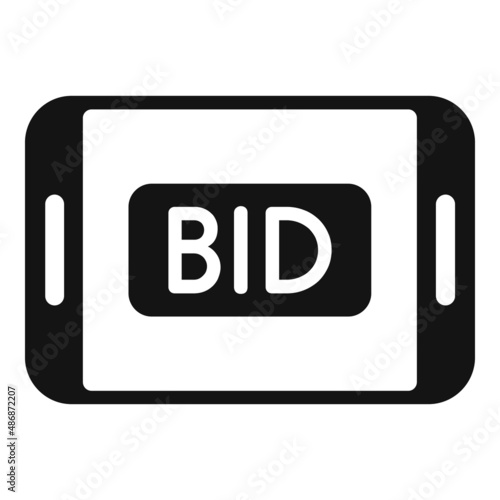 Tablet bid auction icon simple vector. Price sell