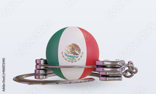 3d handcuff Mexico flag rendering front view