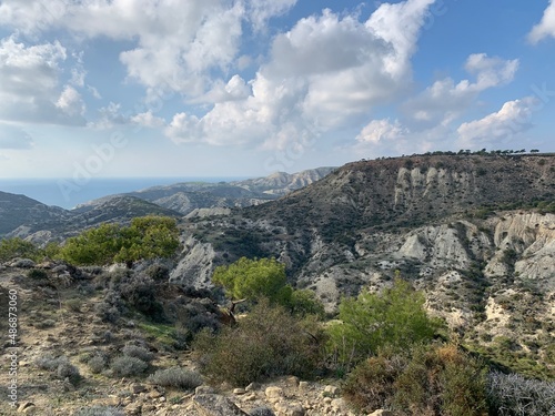 Spectacular mountains view, hills and valleys, natural landscape background 