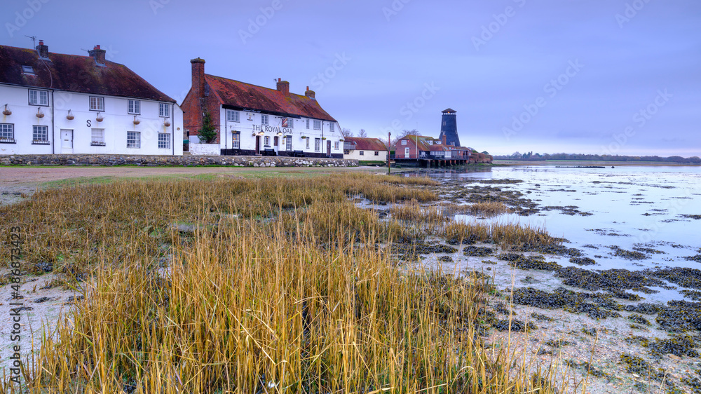 Langstone harbour and Mill on a winter sunrise, Hampshire, UK