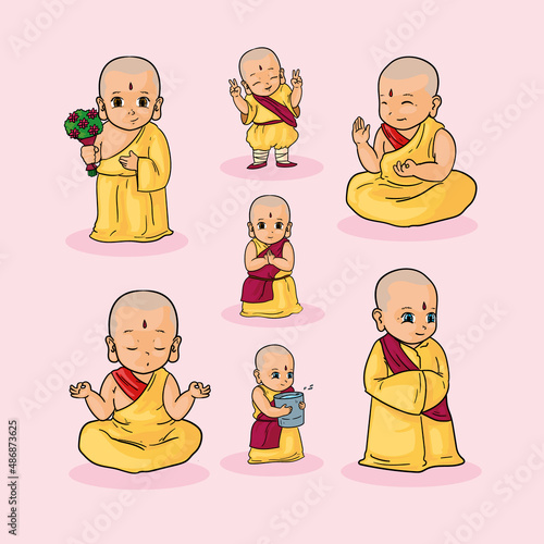 seven buddhist monks