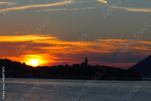 sunset over a town