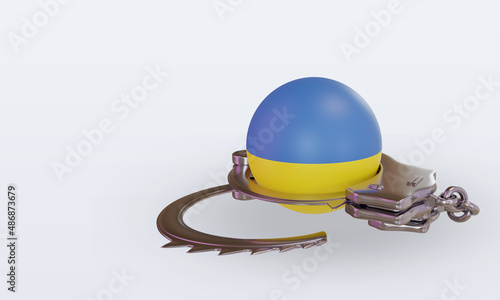Cuadro en lienzo 3d handcuff Ukraine flag rendering right view