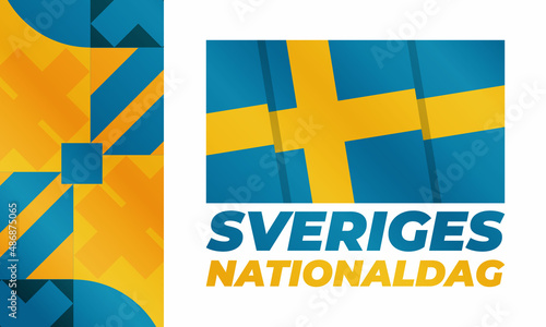 Sveriges Nationaldag. Translation- National Day of Sweden. June 6.  Elements National Concept. Greeting, Card Poster, Web Banner Design  photo