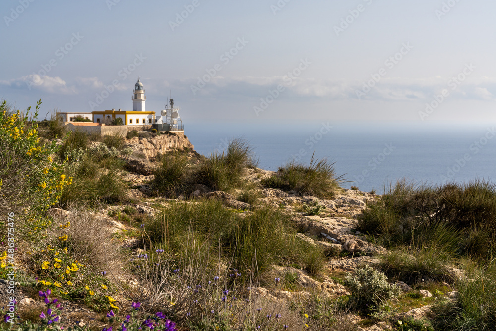 the Mesa de Roldan lighthouse in Cabo de Gata National Park in southern Spain