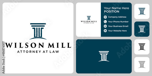 Letter W M monogram law logo design with business card template.