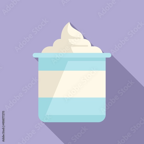 Cream healthy breakfast icon flat vector. Food plate