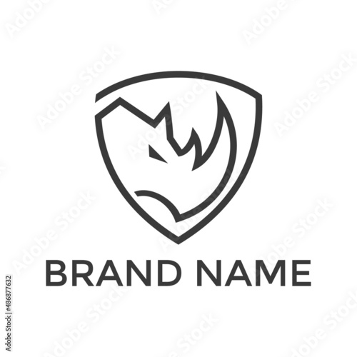 rhino shield design vector. linear rhino flat  logo