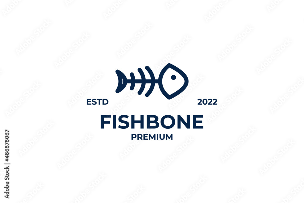 Fish and its skeleton logo design. Icon of seafood restaurant. Animals