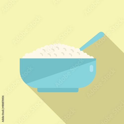 Oatmeal breakfast icon flat vector. Food meal