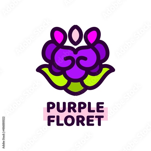 purple floret flora flower nature logo concept design illustration