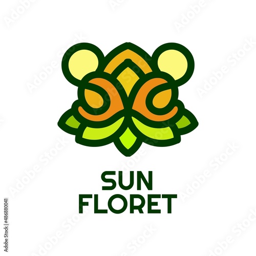 sun floret flora flower nature logo concept design illustration