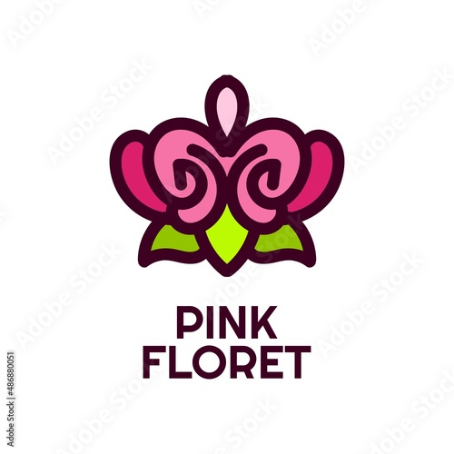 pink floret flora flower nature logo concept design illustration