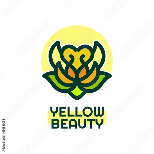 yellow beauty flora flower nature logo concept design illustration