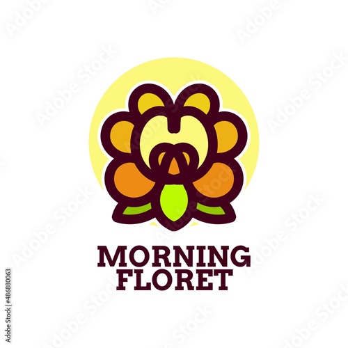morning floret flora flower nature logo concept design illustration