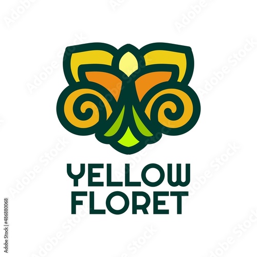 yellow floret flora flower nature logo concept design illustration