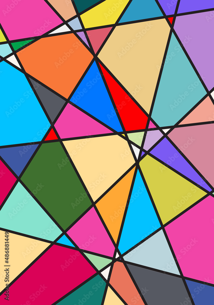 Fototapeta premium Abstract colorful low polygon triangles mosaic pattern background.