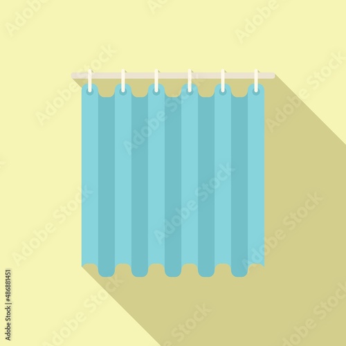 Cute shower curtain icon flat vector. Bathroom design