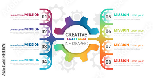 Industry presentation model with gears cogwheels 3 steps, Modern infographic design template.