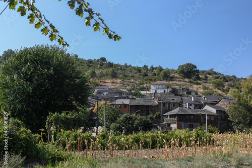 Village over the orchards in Rihonor de Castilla, Spain photo