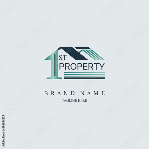 1st property real estate house logo template design for brand or company and other
