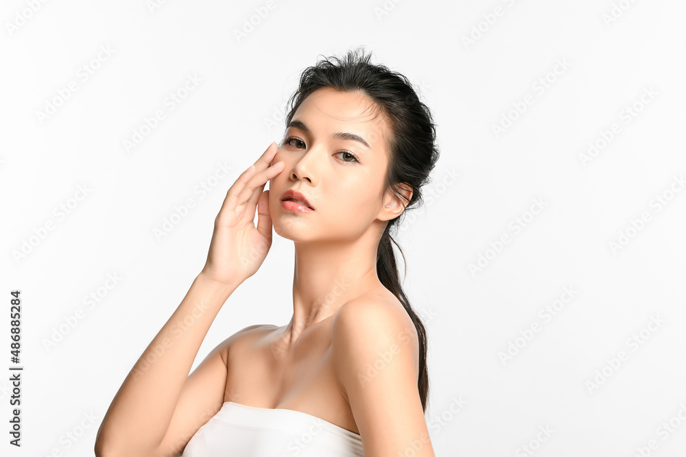 Beautiful young asian woman with clean fresh skin on white background, Face care, Facial treatment, Cosmetology, beauty and spa, Asian women portrait. Beautiful young asian woman with clean fresh skin on white background, Face care, Facial treatment, Cosmetology, beauty and spa, Asian women portrait.
