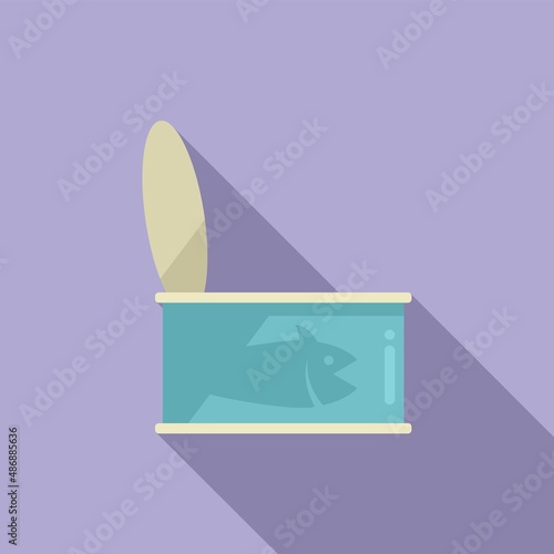 Fish tin can dog food icon flat vector. Pet food