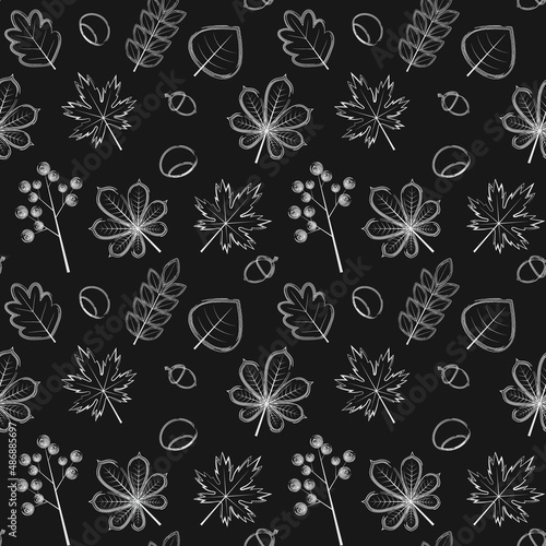 Wallpaper Mural Black and White Autumn Pattern Torontodigital.ca