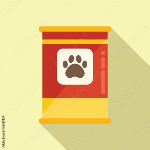 Dog food tin icon flat vector. Animal feed
