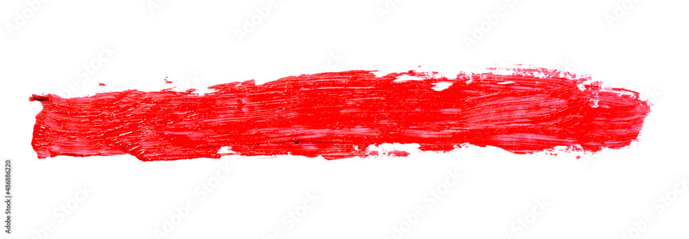 Close up of red lipstick smudge or smear isolated on white background Close up of red lipstick smudge or smear isolated on white background