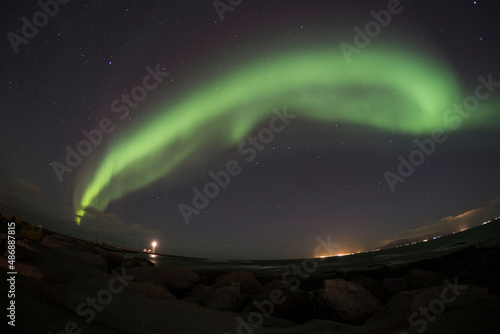 Nordlichter über den Halbinsel Seltjarnarnes nahre Reykjavik
