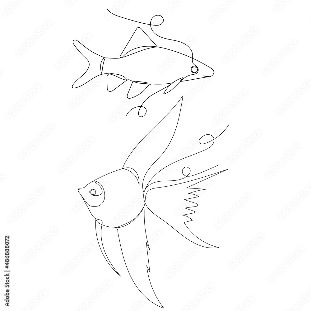 fish drawing in one line, on an abstract background, vector fish drawing in one line, on an abstract background, vector