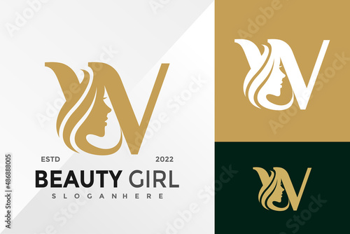 Letter W Beauty Face Logo Design Vector illustration template
