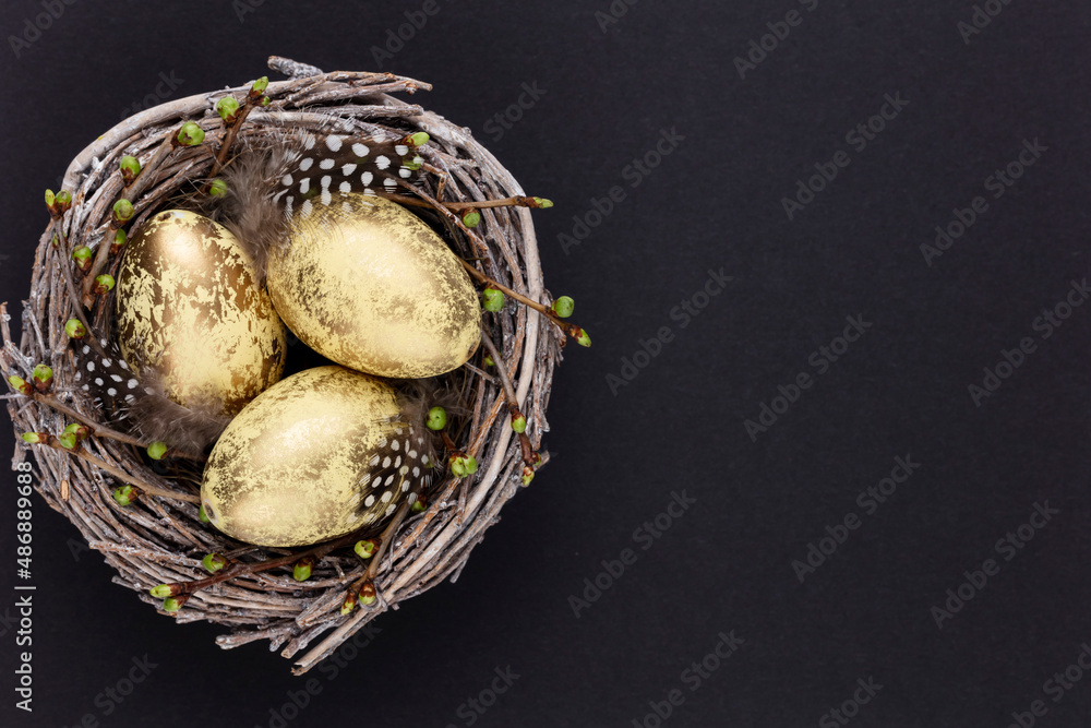 Easter greeting card. Easter eggs in the nest. Easter greeting card. Easter eggs in the nest.