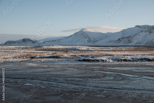 Winterlandschaft am Borgarfjörður an der Route 532