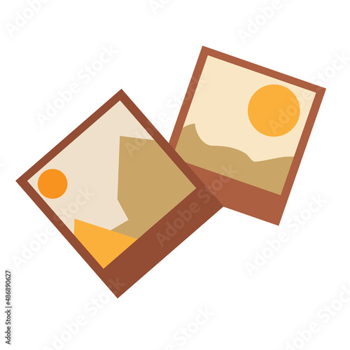 Photographs on vacation in flat style isolated on white background