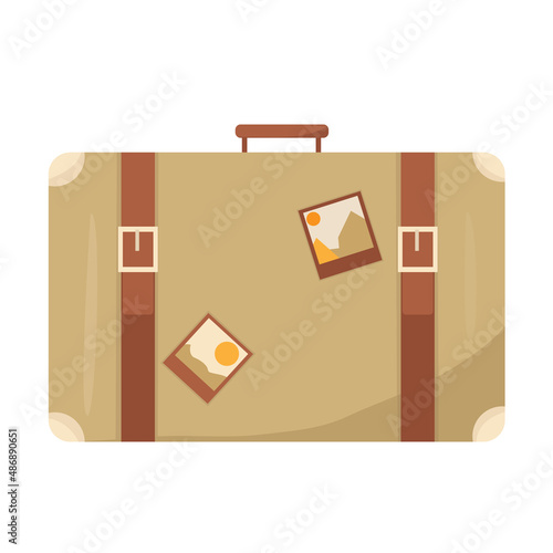 Flat style travel suitcase isolated on white background