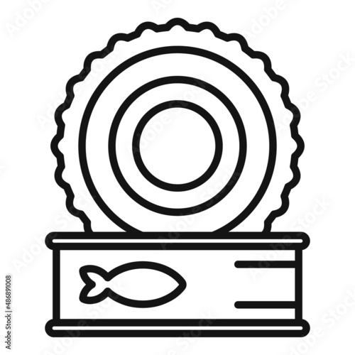 Open fish tin can icon outline vector. Pet food