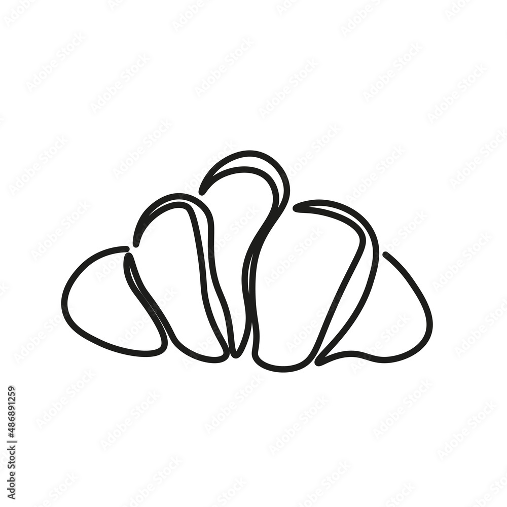 Trendy vector design for bakery or cafe. Illustration Croissant for packaging,logotype, labels, or signage. Lineart illustration of food for banner, flyer or menu Trendy vector design for bakery or cafe. Illustration Croissant for packaging,logotype, labels, or signage. Lineart illustration of food for banner, flyer or menu