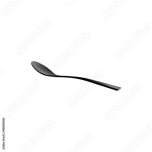 The icon of a stylish black teaspoon on a white background. © KSVector