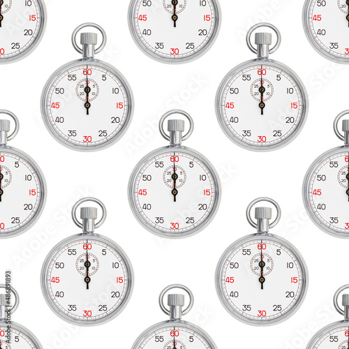 Silver and white Stopwatch on seamless background