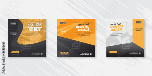 Rent a car banner for social media post template