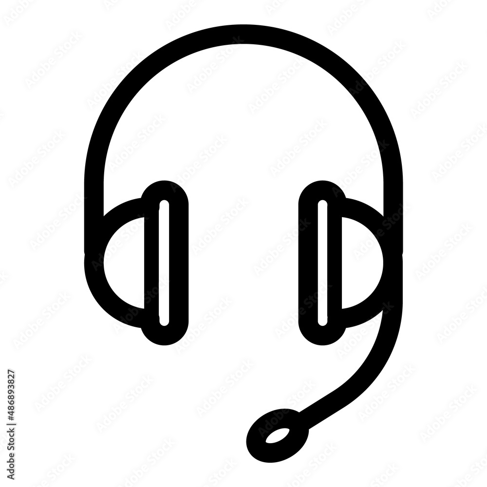Headset Bluetooth Flat Icon Isolated On White Background Headset Bluetooth Flat Icon Isolated On White Background