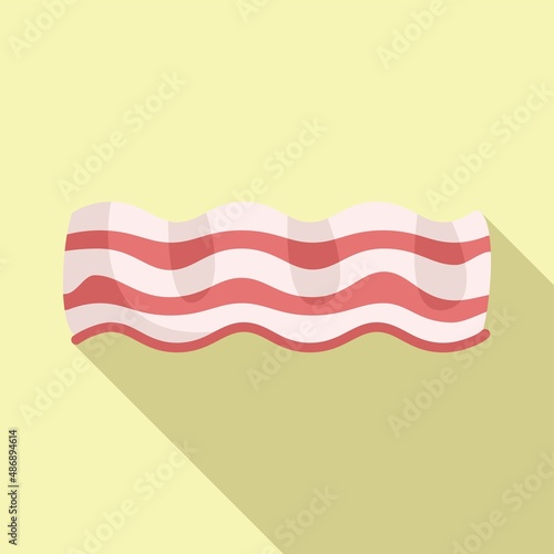 Crispy bacon icon flat vector. Breakfast slice