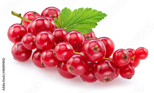 Ripe redcurrant berries on white background. Close-up.