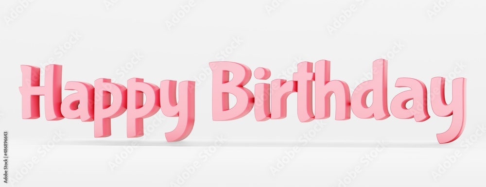 Happy Birthday calligraphic phrase on white background. 3d illustration. Happy Birthday calligraphic phrase on white background. 3d illustration.