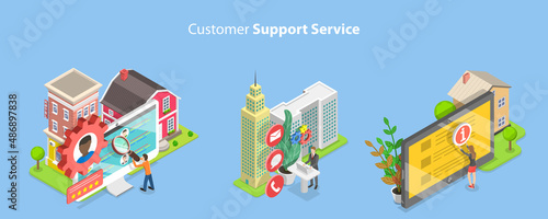 3D Isometric Flat Vector Conceptual Illustration of Customer Support Service  Personal Assistant Hotline