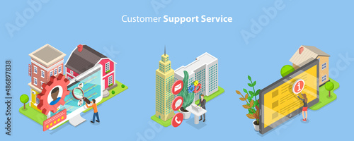 3D Isometric Flat Vector Conceptual Illustration of Customer Support Service, Personal Assistant Hotline